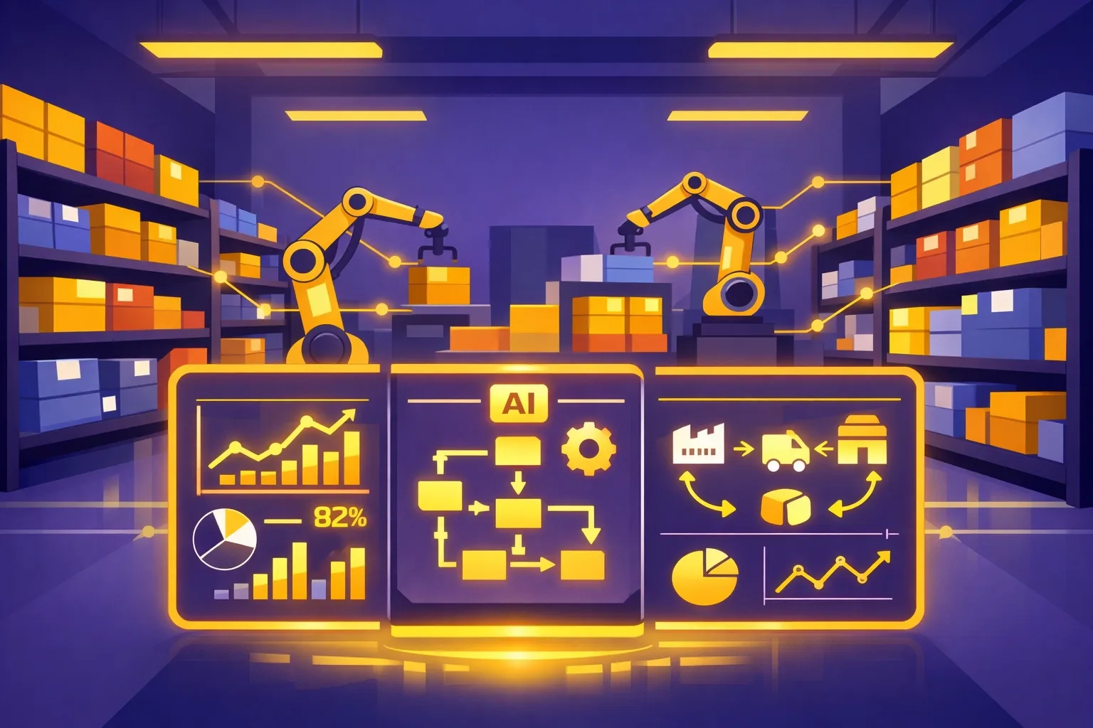 KI-gestütztes Lager mit automatisierter Materialverwaltung und Bestandsanalyse im Handwerksbetrieb